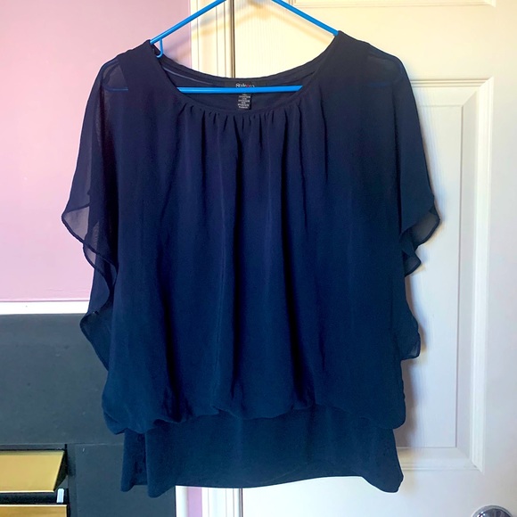 Style & Co. Tops - 🧡💚💖 Style & Co Blue Navy Ruffle Shirt